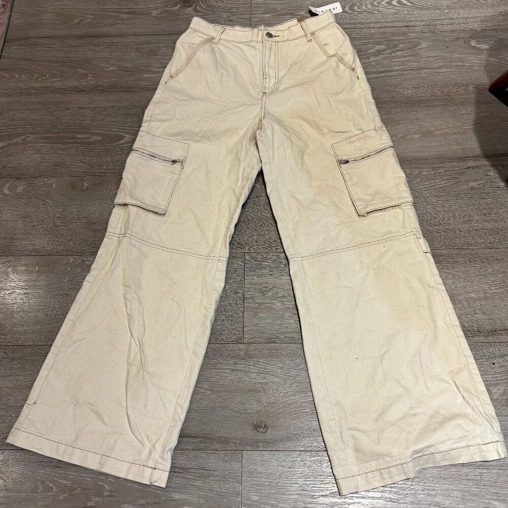 Wide Leg Off-White/Bone Cargo Jeans (NWT)